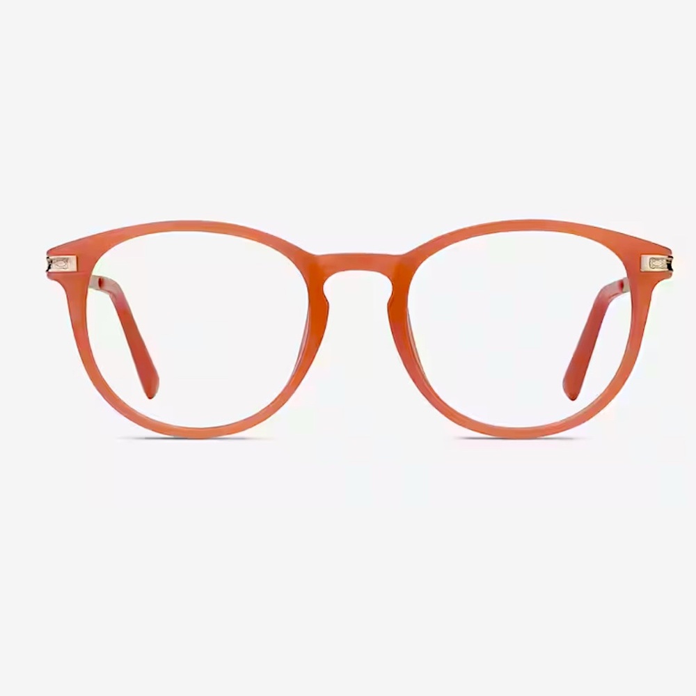 Clearance Sale Women’s coral orange round small glasses eyeglasses plastic metal